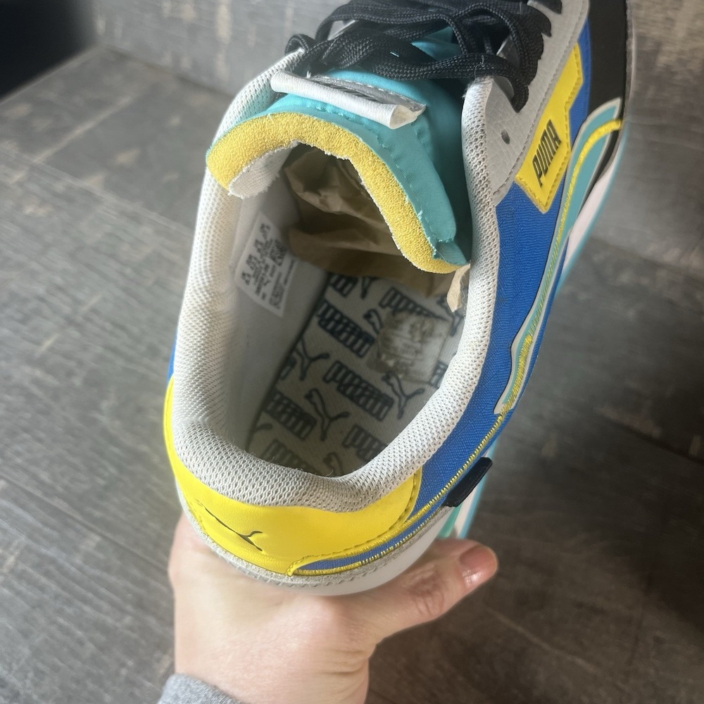 Puma Retro Runner Sneakers Colorblock Blue Yellow Black Mens 9.5 - Picture 6 of 12